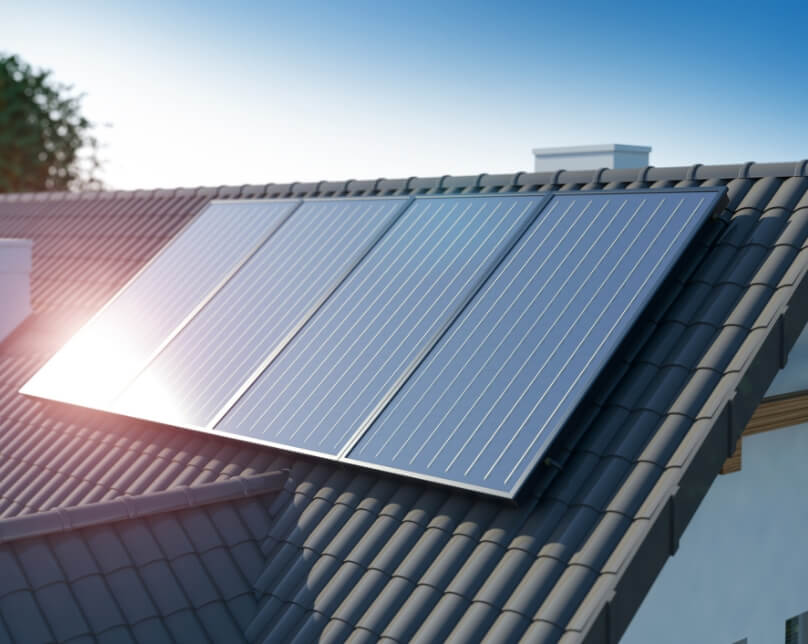 Solar panels on house roof