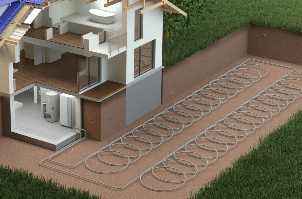 geothermal heating and cooling illustration